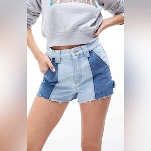 Pacsun Size 27 Two Tone Panels Raw Frayed Hem High Rise Carpenter Shorts